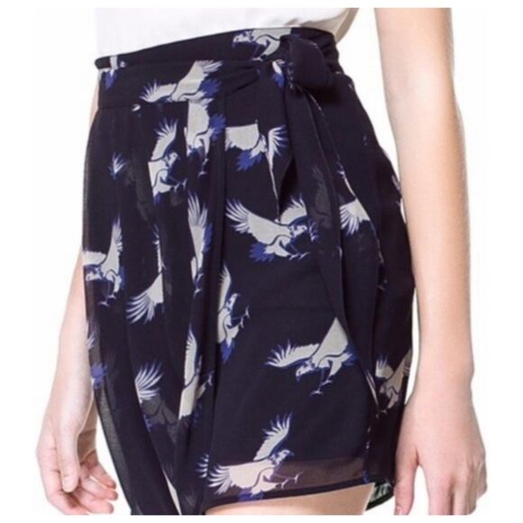 ZARA Bird Sarong Wrap Chiffon Side Tie Skirt - Picture 2 of 8